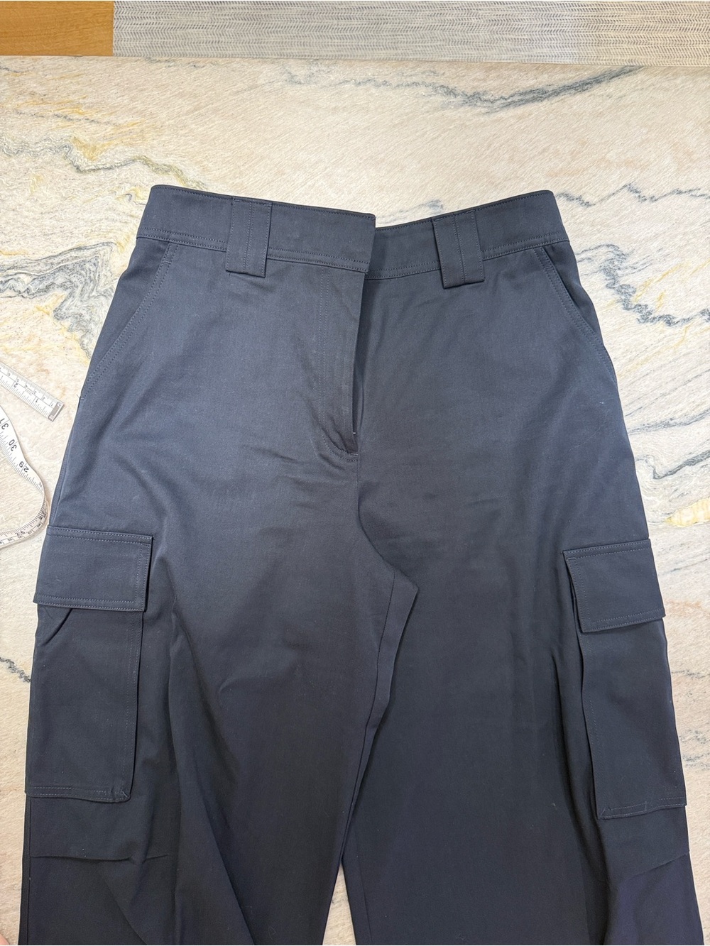 Reiss Navy Wide-Leg Cargo Pants